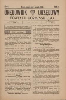 Orędownik Urzędowy Powiatu Koźmińskiego. R.36, nr 62 (4 sierpnia 1923)