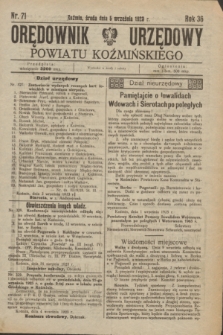 Orędownik Urzędowy Powiatu Koźmińskiego. R.36, nr 71 (5 września 1923)