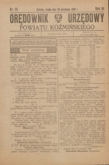 Orędownik Urzędowy Powiatu Koźmińskiego. R.36, nr 75 (19 września 1923)