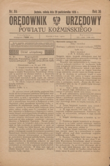 Orędownik Urzędowy Powiatu Koźmińskiego. R.36, nr 84 (20 października 1923) + dod.