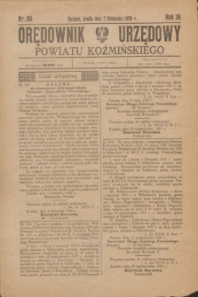 Orędownik Urzędowy Powiatu Koźmińskiego. R.36, nr 89 (7 listopada 1923)