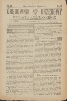 Orędownik Urzędowy Powiatu Koźmińskiego. R.36, nr 92 (17 listopada 1923)