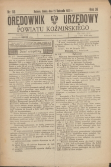 Orędownik Urzędowy Powiatu Koźmińskiego. R.36, nr 93 (21 listopada 1923)