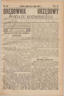 Orędownik Urzędowy Powiatu Koźmińskiego. R.37, nr 54 (5 lipca 1924)
