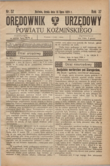 Orędownik Urzędowy Powiatu Koźmińskiego. R.37, nr 57 (16 lipca 1924)