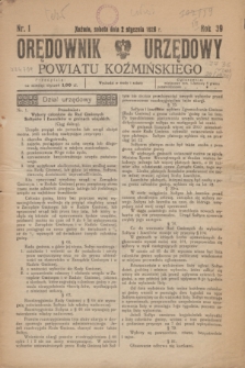 Orędownik Urzędowy Powiatu Koźmińskiego. R.39, nr 1 (2 stycznia 1926)