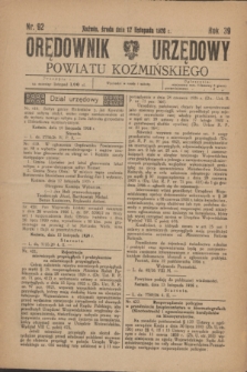 Orędownik Urzędowy Powiatu Koźmińskiego. R.39, nr 92 (17 listopada 1926)