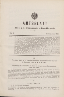 Amtsblatt des k. u. k. Kreiskommandos in Nowo-Alexandria.1915, Nr. 3 (15 Dezember)