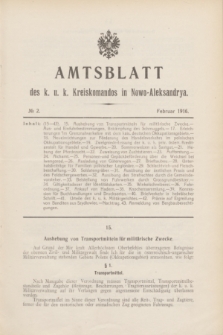 Amtsblatt des k. u. k. Kreiskommandos in Nowo-Aleksandrya.1916, № 2 (Februar)