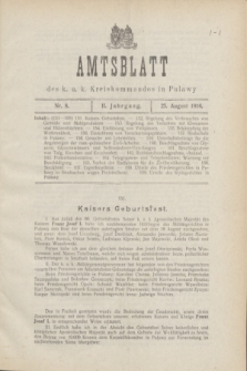 Amtsblatt des k. u. k. Kreiskommandos in Puławy.Jg.2, Nr. 8 (25 August 1916) + wkładka
