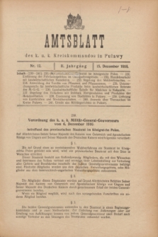 Amtsblatt des k. u. k. Kreiskommandos in Puławy.Jg.2, Nr. 12 (15 Dezember 1916)