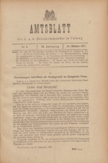 Amtsblatt des k. u. k. Kreiskommandos in Puławy.Jg.3, Nr. 5 (10 Oktober 1917)