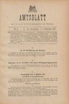 Amtsblatt des k. u. k. Kreiskommandos in Puławy.Jg.3, Nr. 6 (1 Dezember 1917)