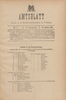 Amtsblatt des k. u. k. Kreiskommandos in Puławy.Jg.4, Nr. 1 (25 Jänner 1918)