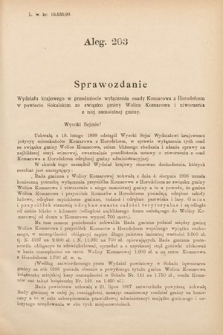 [Kadencja VII, sesja IV, al. 203] Alegata do Sprawozdań Stenograficznych z Czwartej Sesyi Siódmego Peryodu Sejmu Krajowego Królestwa Galicyi i Lodomeryi z Wielkiem Księstwem Krakowskiem z roku 1898/9. Alegat 203