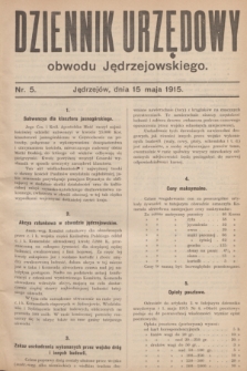 Dziennik Urzędowy obwodu Jędrzejowskiego.1915, nr 5 (15 maja)