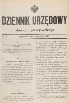 Dziennik Urzędowy obwodu Jędrzejowskiego.1916, № 19 (5 stycznia)