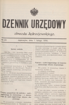 Dziennik Urzędowy obwodu Jędrzejowskiego.1916, № 20 (1 lutego)