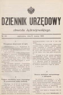 Dziennik Urzędowy obwodu Jędrzejowskiego.1916, № 22 (6 marca)