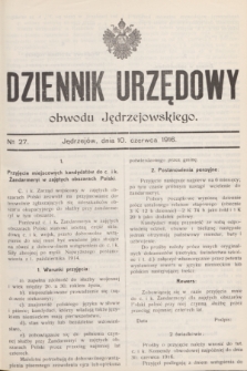 Dziennik Urzędowy obwodu Jędrzejowskiego.1916, № 27 (10 czerwca)