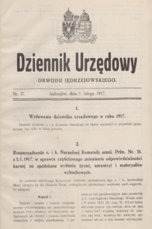 Dziennik Urzędowy Obwodu Jędrzejowskiego.1917, nr 37 (1 lutego) + dod.