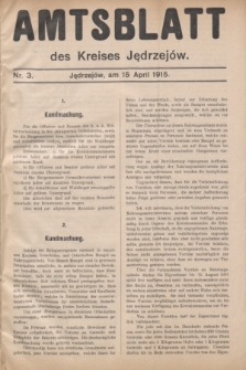 Amtsblatt des Kreises Jędrzejów.1915, Nr. 3 (15 April)