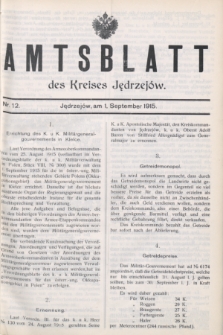 Amtsblatt des Kreises Jędrzejów.1915, Nr. 12 (1 September)