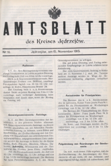 Amtsblatt des Kreises Jędrzejów.1915, № 16 (15 November)