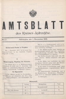 Amtsblatt des Kreises Jędrzejów.1915, № 17 (1 Dezember) + dod.