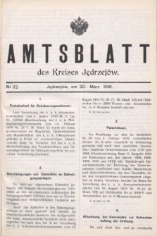 Amtsblatt des Kreises Jędrzejów.1916, № 23 (20 März)