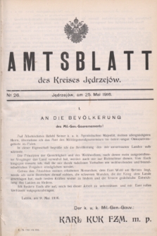Amtsblatt des Kreises Jędrzejów.1916, № 26 (25 Mai)
