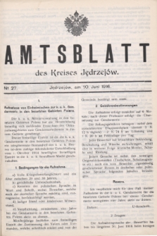 Amtsblatt des Kreises Jędrzejów.1916, № 27 (10 Juni)