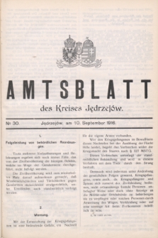 Amtsblatt des Kreises Jędrzejów.1916, № 30 (10 September)