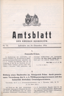 Amtsblatt des Kreises Jędrzejów.1916, nr 35 (10 Dezember)