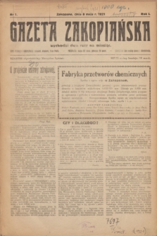 Gazeta Zakopiańska.R.1, nr 1 (8 maja 1921)