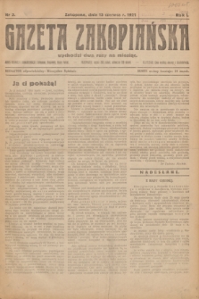 Gazeta Zakopiańska.R.1, nr 3 (13 czerwca 1921)
