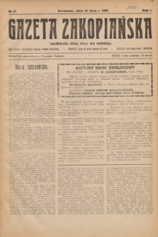 Gazeta Zakopiańska.R.1, nr 5 (14 lipca 1921)