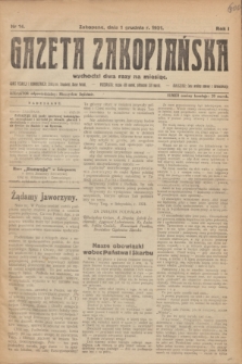 Gazeta Zakopiańska.R.1, nr 14 (1 grudnia 1921)