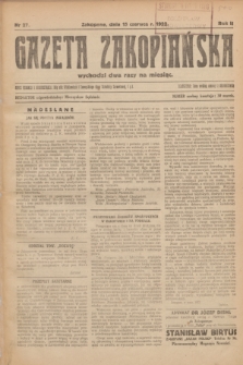 Gazeta Zakopiańska.R.2, Nr 27 (15 czerwca 1922)
