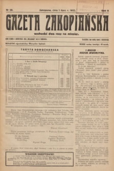 Gazeta Zakopiańska.R.2, Nr 28 (1 lipca 1922)