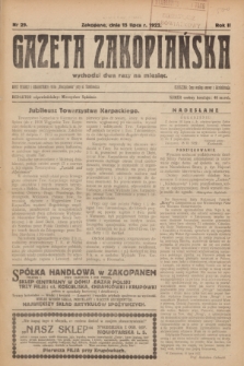 Gazeta Zakopiańska.R.2, Nr 29 (15 lipca 1922)