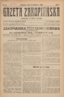 Gazeta Zakopiańska.R.2, Nr 34 (16 września 1922)