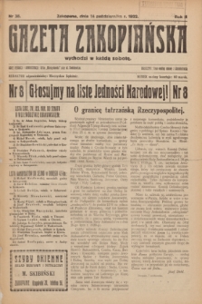 Gazeta Zakopiańska.R.2, Nr 38 (14 października 1922)