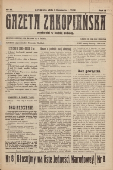 Gazeta Zakopiańska.R.2, Nr 41 (4 listopada 1922)