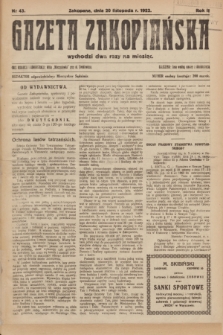 Gazeta Zakopiańska.R.2, Nr 43 (20 listopada 1922)