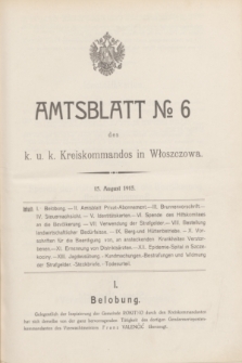 Amtsblatt№ 6 des k.u.k. Kreiskommandos in Włoszczowa. 1915 (15 August)