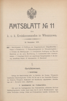 Amtsblatt№ 11 des k.u.k. Kreiskommandos in Włoszczowa. 1915 (10 November)