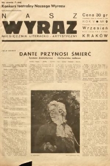 Nasz Wyraz : miesięcznik literacko-artystyczny młodych. 1938, nr 9