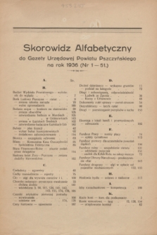 Skorowidz Alfabetyczny do Gazety Urzędowej Powiatu Pszczyńskiego na rok 1936