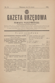 Gazeta Urzędowa Powiatu Pszczyńskiego.1936, nr 35 (29 sierpnia)
